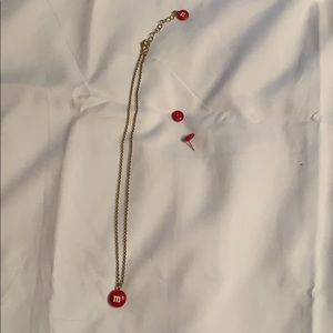 M&M necklace and earrings